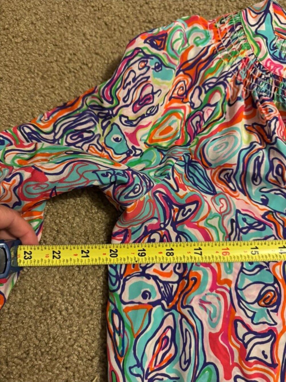 LILLY PULITZER Elsa Silk Top Tunic Blouse Colorful MEDIUM Preppy Quiet Luxury - Picture 9 of 9
